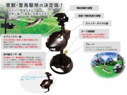 Newガーデン スプラッシュ Gs9 乾電池のみで長期間作動 完全防水タイプ カラス烏からす ハト鳩はと ムクドリ椋鳥 ヒヨドリ コウモリ 野良猫 ネコ ねこ 野良犬 ハクビシン イタチ タヌキ アライグマ 鹿 猪 猿を駆除 退治 撃退 対策 最新型ペストコントロ